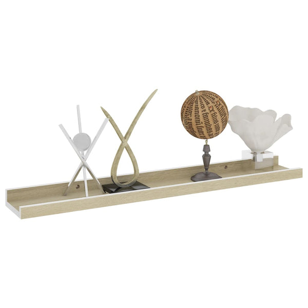 Seinähyllyt 4 kpl valkoinen ja Sonoma-tammi 60x9x3 cm