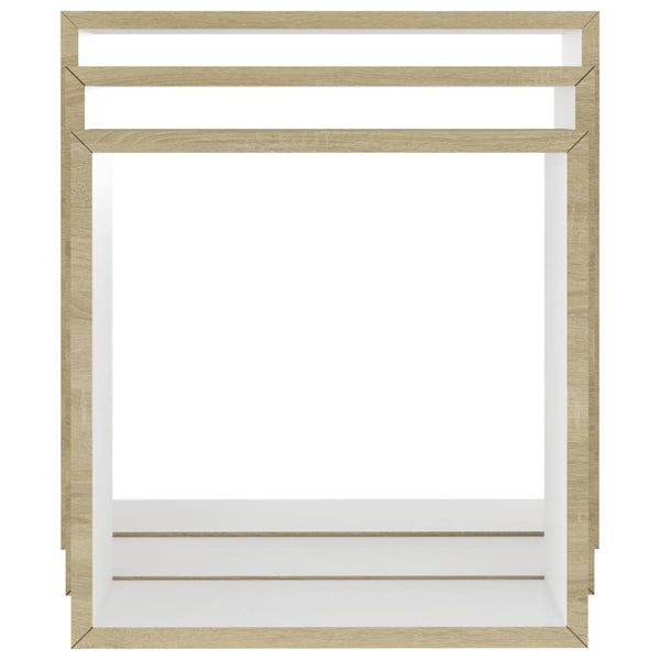 Kuutioseinähyllyt 3 kpl valkoinen ja Sonoma-tammi