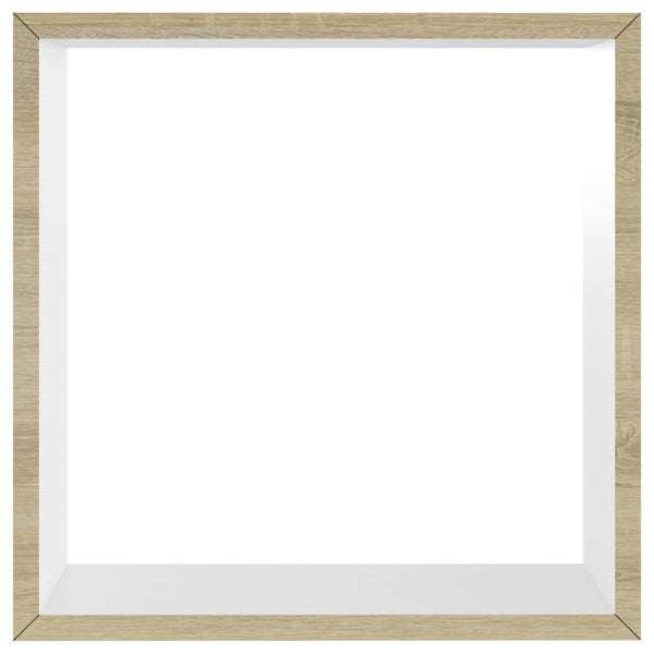 Kuutioseinähyllyt 3 kpl valkoinen ja Sonoma-tammi