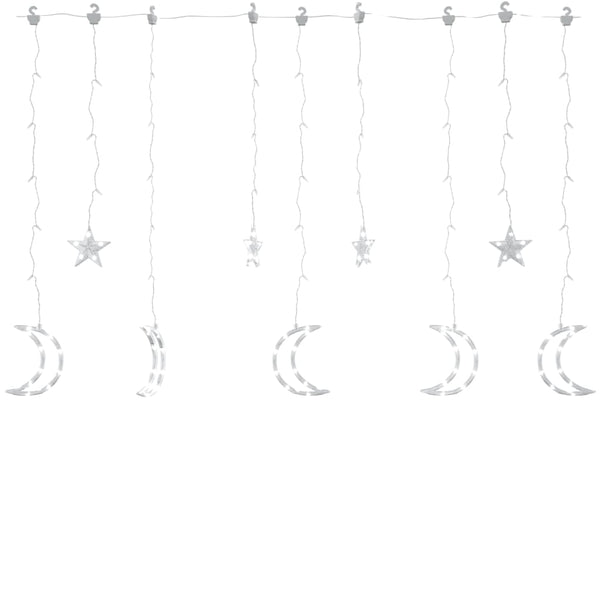 Tähti ja kuu keijuvalot kaukosäädin 138xLED kylmä valkoinen