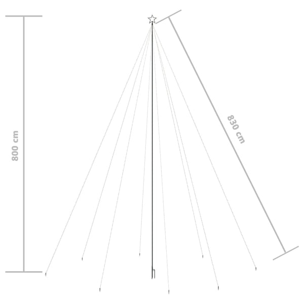 Joulukuusen valot sisä-/ulkokäyttöön 1300 x LED värikäs 8 m