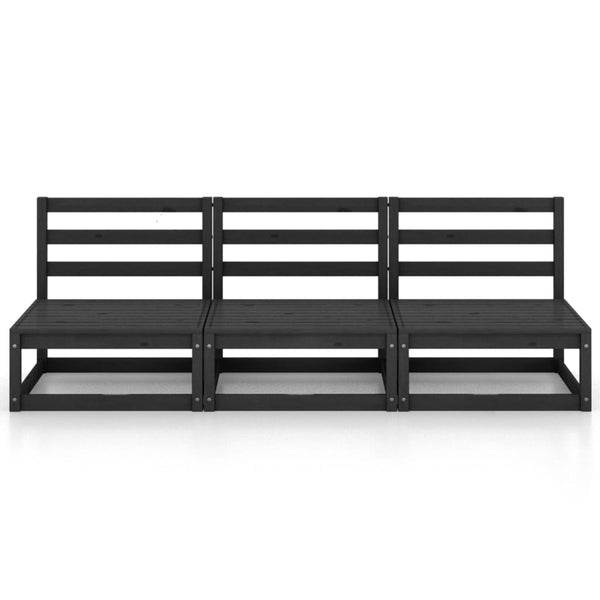 3-istuttava Puutarhasohva musta täysi mänty