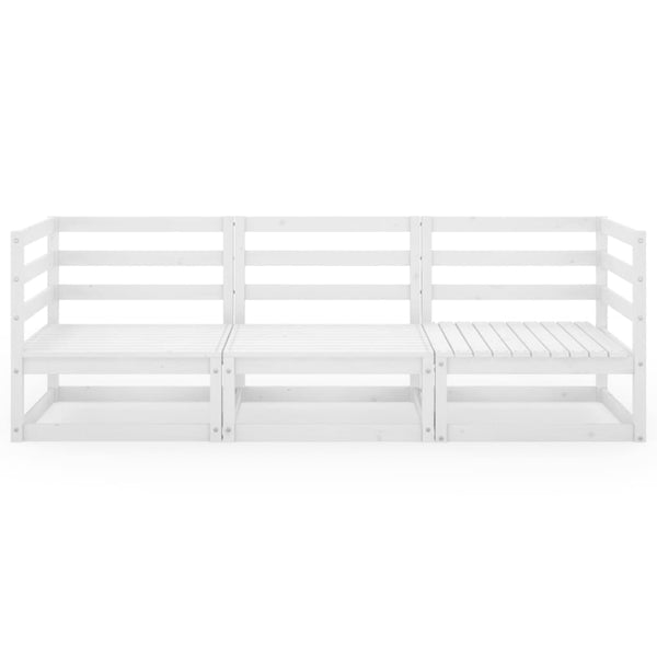 3-istuttava Puutarhasohva valkoinen täysi mänty