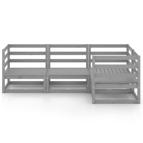 4-osainen Puutarhasohvasarja harmaa täysi mänty