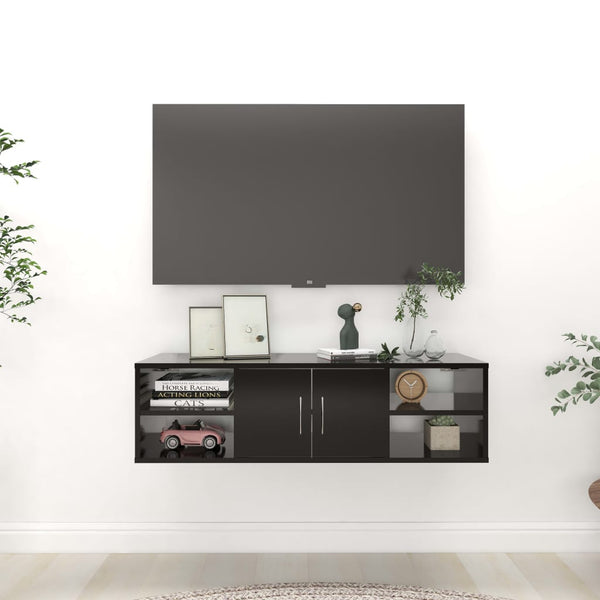 Seinähylly musta 102x30x29 cm tekninen puu