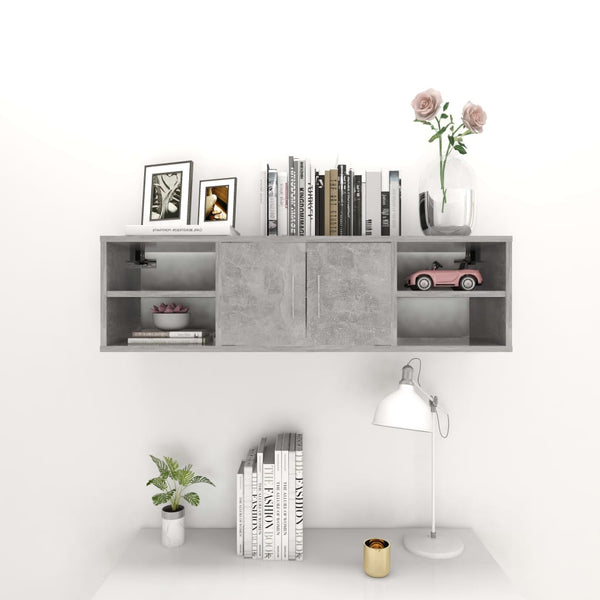 Seinähylly betoninharmaa 102x30x29 cm tekninen puu
