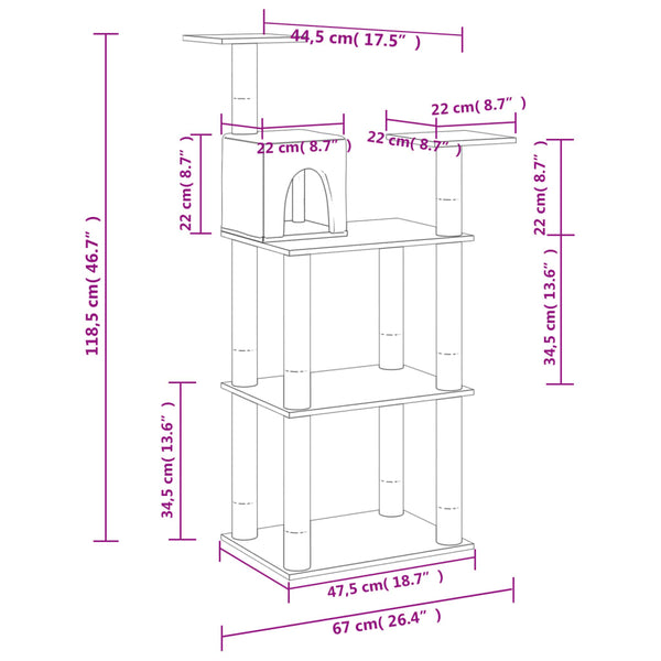 Kissan kiipeilypuu sisal- raapimispylväillä tummanharmaa