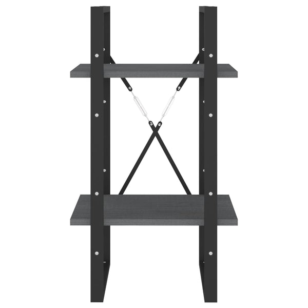 2-tasoinen kirjahylly harmaa 40x30x70 cm täysi mänty