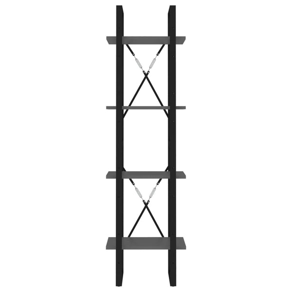 4-tasoinen kirjahylly harmaa 40x30x140 cm tekninen puu