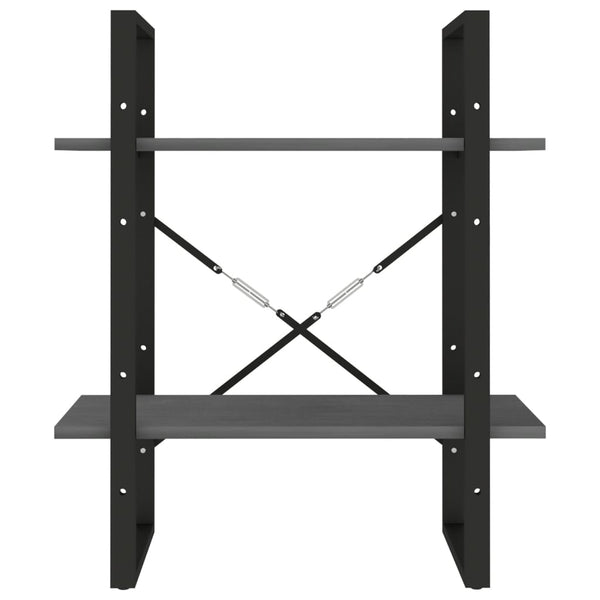 2-tasoinen kirjahylly harmaa 60x30x70 cm täysi mänty