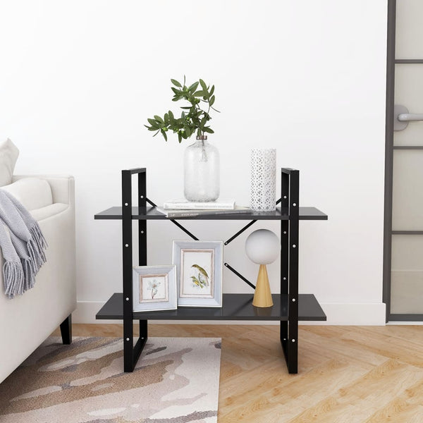 2-tasoinen kirjahylly harmaa 80x30x70 cm tekninen puu