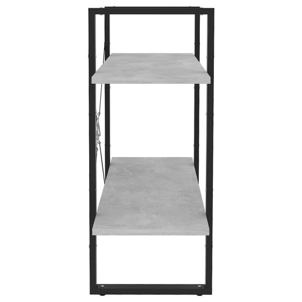 2-tasoinen kirjahylly betoninharmaa 80x30x70 cm tekninen puu
