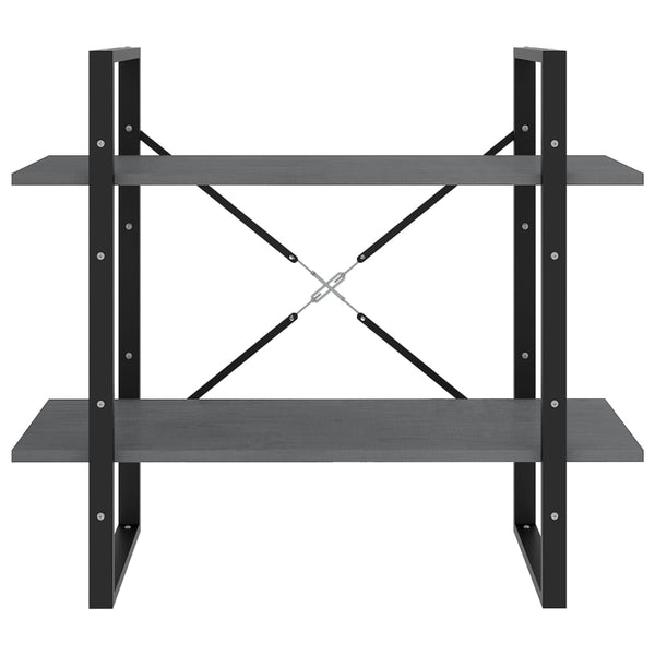 2-tasoinen kirjahylly harmaa 80x30x70 cm täysi mänty