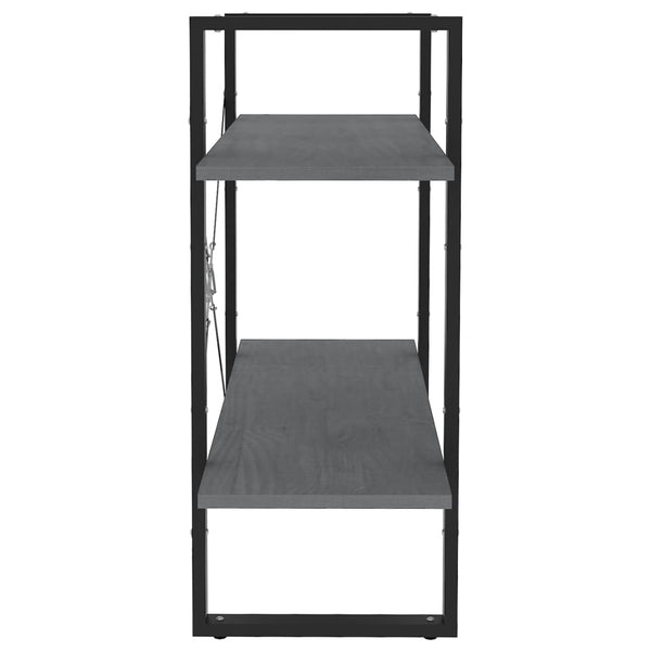 2-tasoinen kirjahylly harmaa 80x30x70 cm täysi mänty