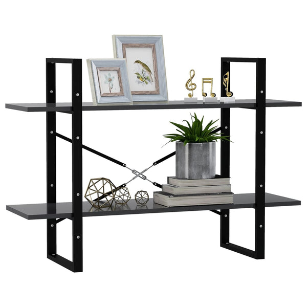 2-tasoinen kirjahylly harmaa 100x30x70 cm tekninen puu