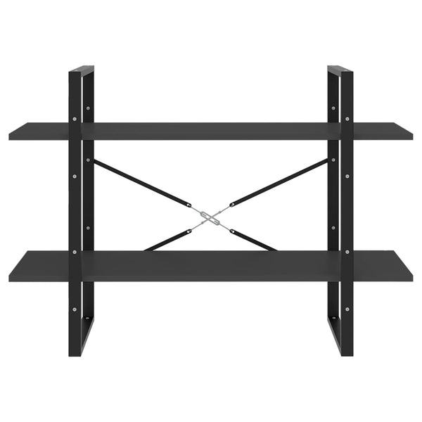 2-tasoinen kirjahylly harmaa 100x30x70 cm tekninen puu