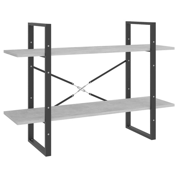 2-tasoinen kirjahylly betoninharmaa 100x30x70 cm tekninen puu