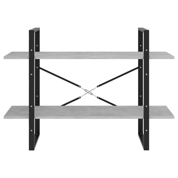 2-tasoinen kirjahylly betoninharmaa 100x30x70 cm tekninen puu