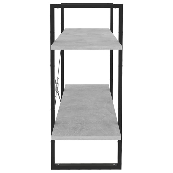 2-tasoinen kirjahylly betoninharmaa 100x30x70 cm tekninen puu