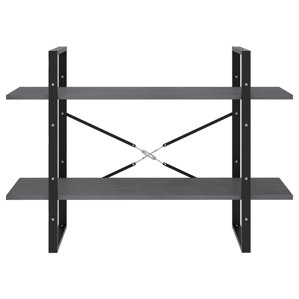 2-tasoinen kirjahylly harmaa 100x30x70 cm täysi mänty