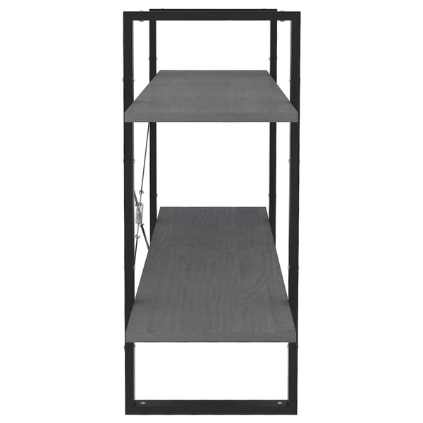 2-tasoinen kirjahylly harmaa 100x30x70 cm täysi mänty