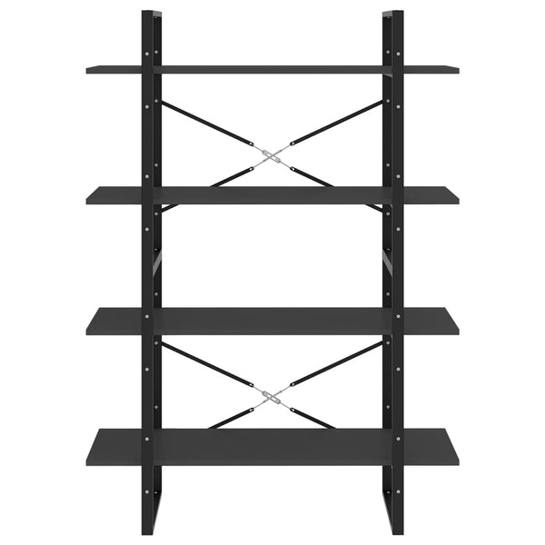 4-tasoinen kirjahylly harmaa 100x30x140 cm tekninen puu