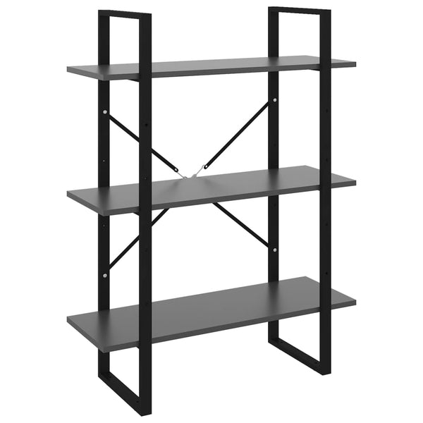 Kirjahylly harmaa 80x30x105 cm tekninen puu