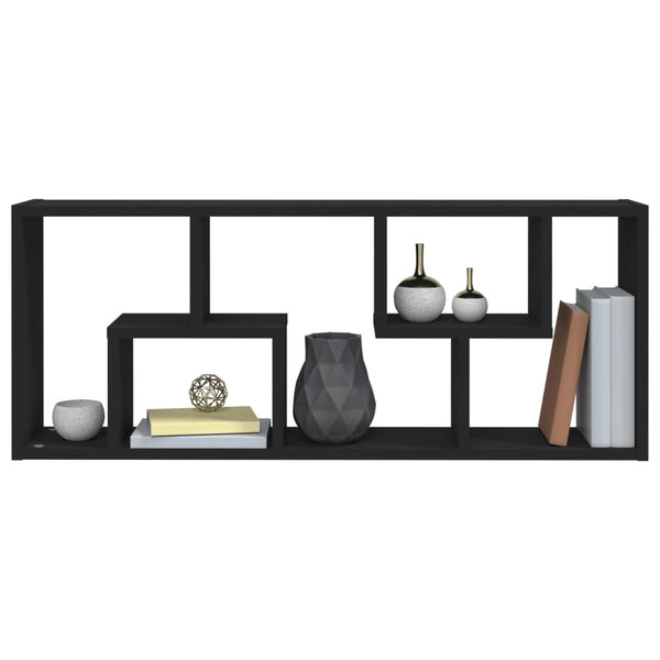 Seinähylly musta 36x16x90 cm tekninen puu