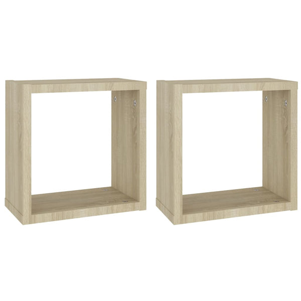 Kuutioseinähyllyt 2 kpl Sonoma-tammi 30x15x30 cm