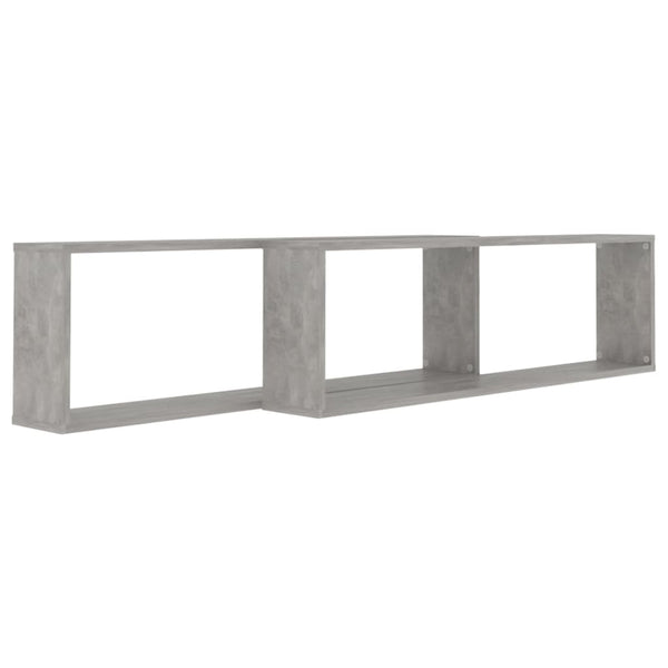 Kuutioseinähyllyt 2 kpl betoninharmaa 100x15x30 cm tekninen puu