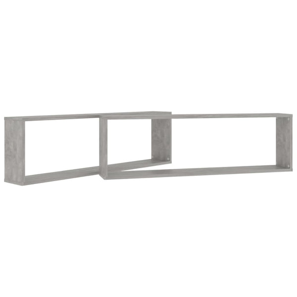 Kuutioseinähyllyt 2 kpl betoninharmaa 100x15x30 cm tekninen puu