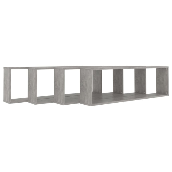 Kuutioseinähyllyt 4 kpl betoninharmaa 100x15x30 cm tekninen puu