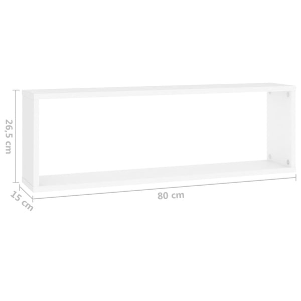 Kuutioseinähyllyt 4 kpl valkoinen 80x15x26,5 cm lastulevy