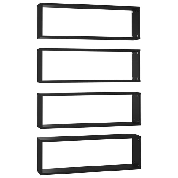Kuutioseinähyllyt 4 kpl musta 80x15x26,5 cm lastulevy