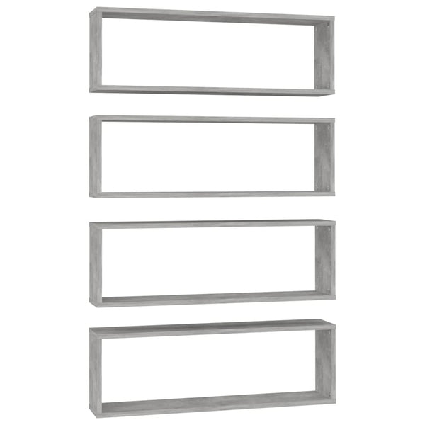 Kuutioseinähyllyt 4 kpl harmaa 80x15x26,5 cm tekninen puu