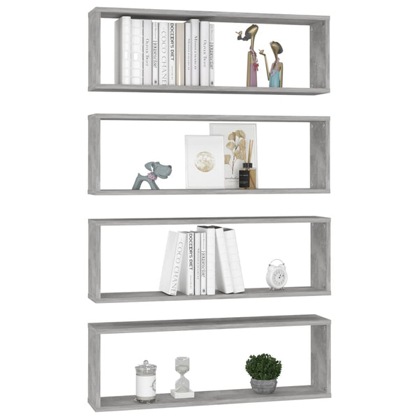Kuutioseinähyllyt 4 kpl harmaa 80x15x26,5 cm tekninen puu