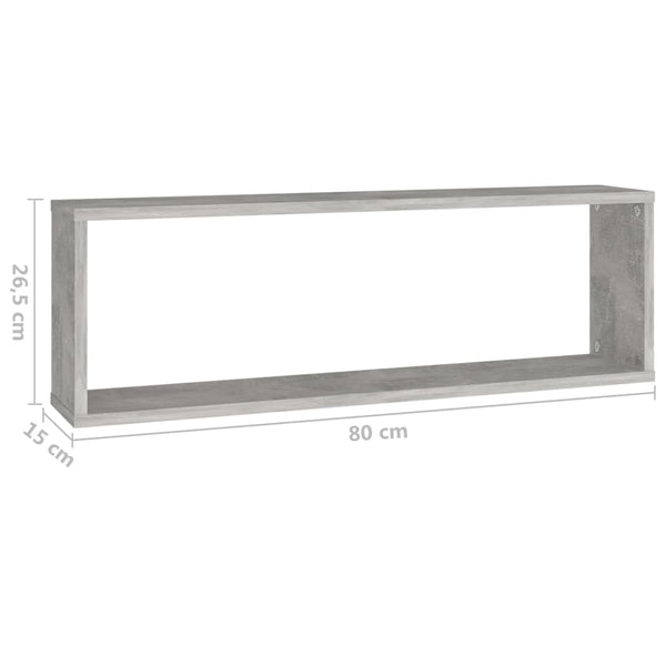 Kuutioseinähyllyt 4 kpl harmaa 80x15x26,5 cm tekninen puu