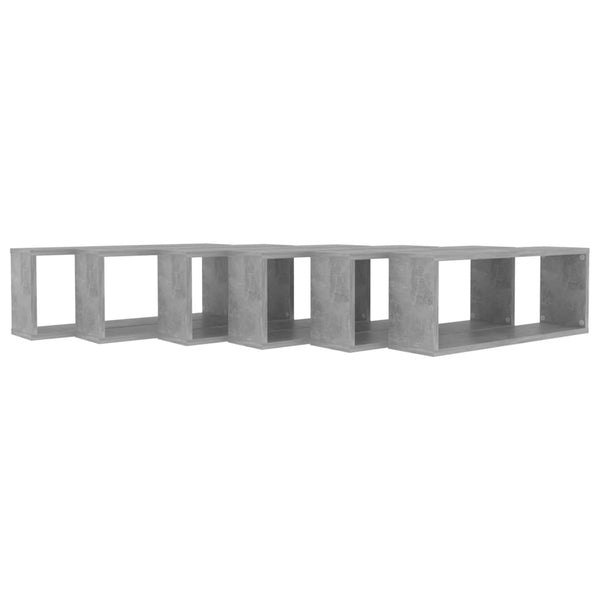 Kuutioseinähyllyt 6 kpl betoninharmaa 60x15x23 cm tekninen puu