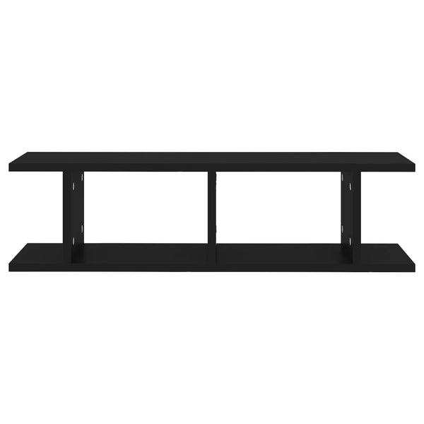Seinähyllyt 2 kpl musta 75x18x20 cm tekninen puu