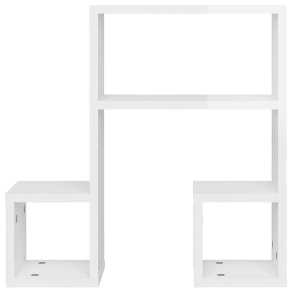 Seinähyllyt 2 kpl korkeakiilto valk. 50x15x50 cm tekninen puu