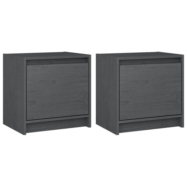 Yöpöydät 2 kpl harmaa 40x30,5x40 cm täysi mänty