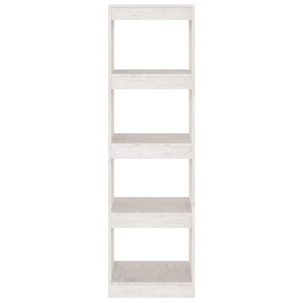 Kirjahylly/tilanjakaja valkoinen 40x30x135,5 cm täysi mänty