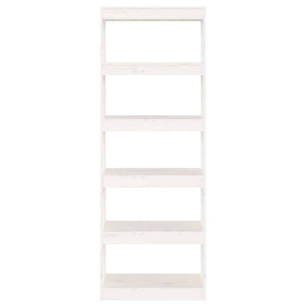 Kirjahylly/tilanjakaja valkoinen 60x30x167,5 cm täysi mänty