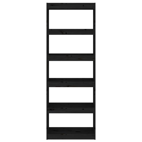 Kirjahylly/tilanjakaja musta 60x30x167,5 cm täysi mänty