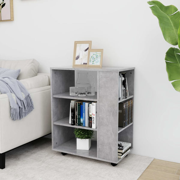 Kaappi pyörillä betoninharmaa 60x35x75 cm lastulevy