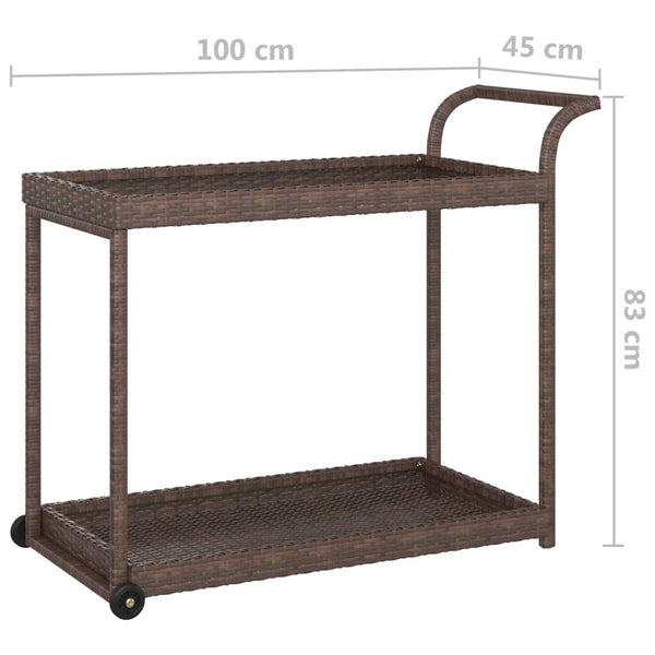 Baarivaunu ruskea 100x45x83 cm polyrottinki