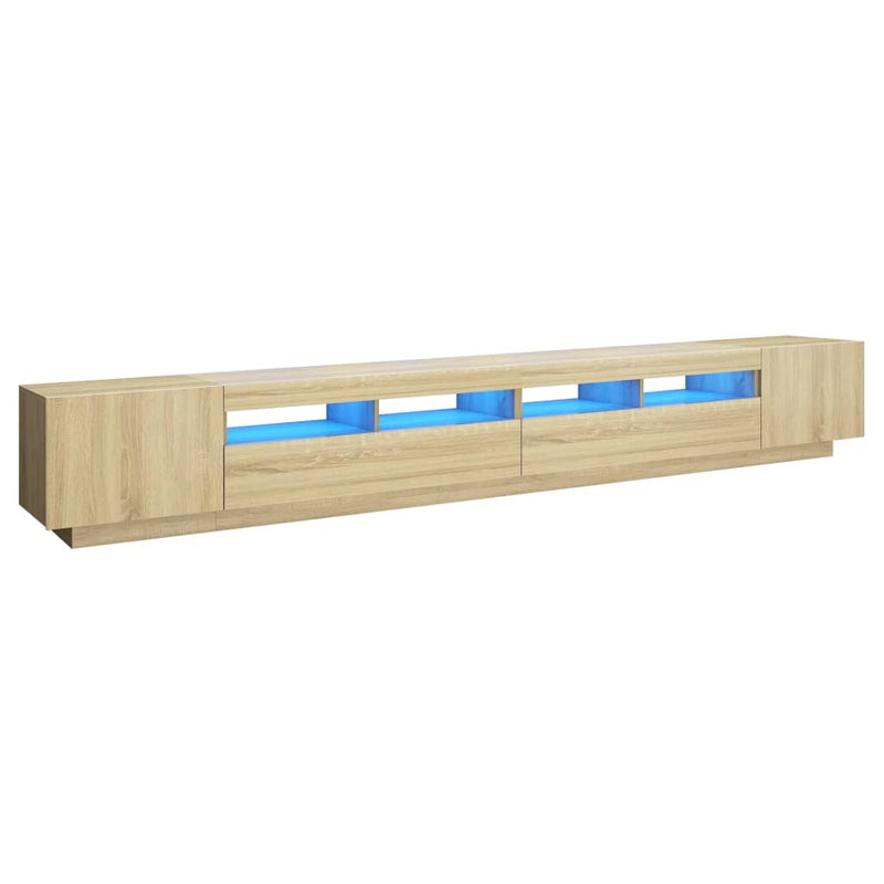 Sonoma tammi tv-taso led-valoilla Zaniyah 300x35x40cm