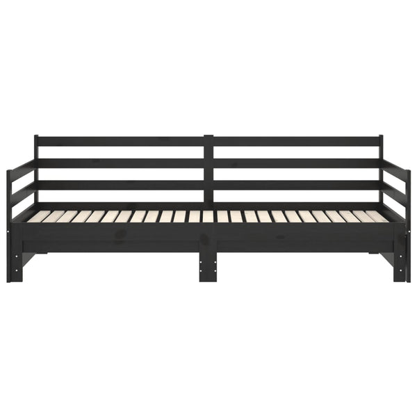 Päivävuode ulosvedettävä musta täysi mänty 2x (90x200) cm