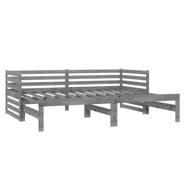 Päivävuode ulosvedettävä harmaa täysi mänty 2x (90x200) cm