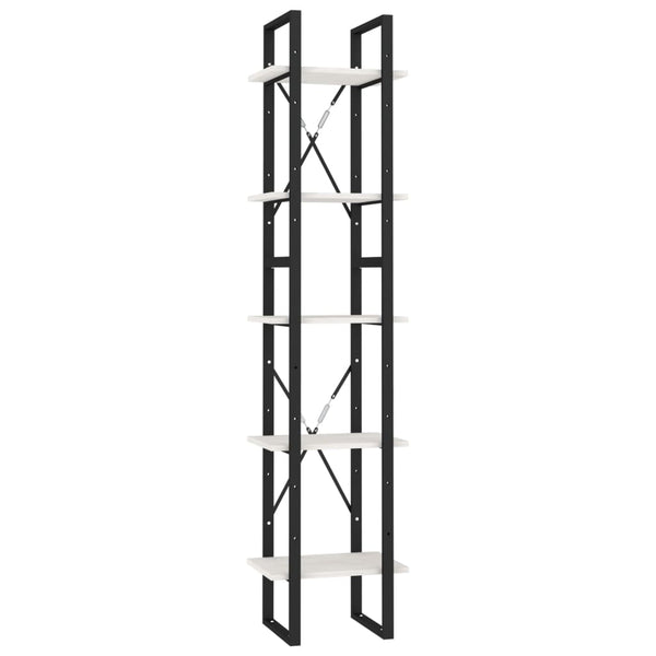 5-tasoinen kirjahylly valkoinen 40x30x175 cm mänty